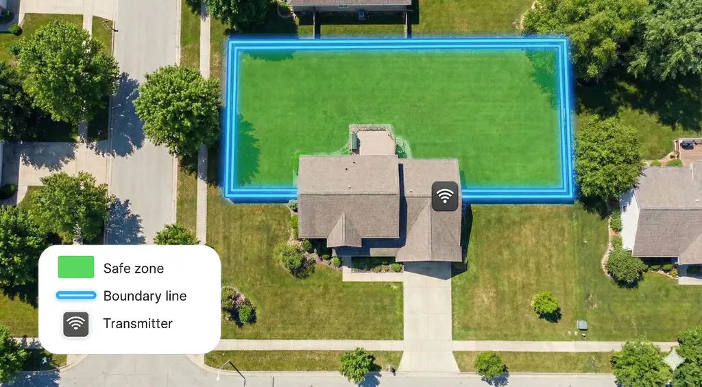 Invisible fence banana loop layout using house as boundary