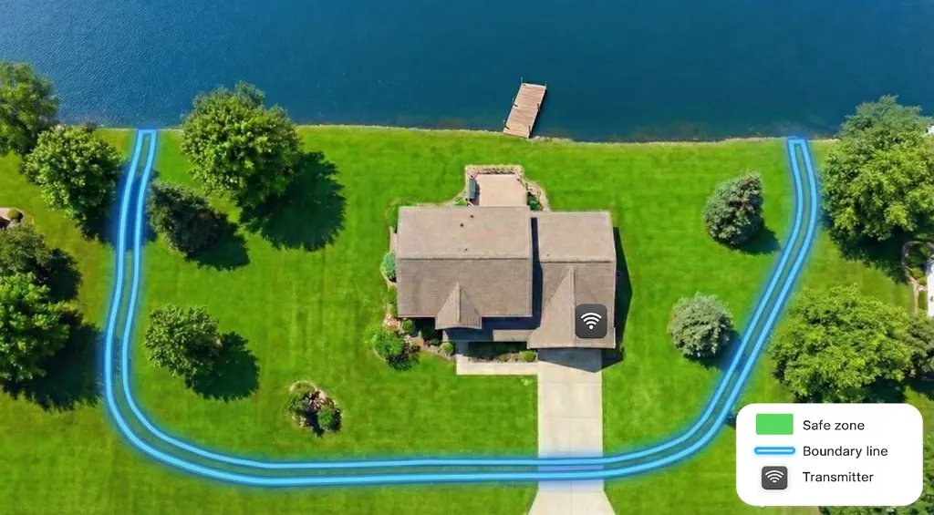 Waterfront property with invisible fence boundary