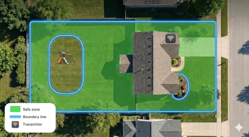 Layout showing exclusion zones for pools and gardens