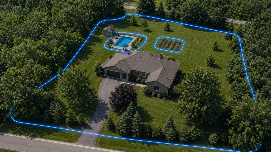 Layout showing exclusion zones for pools and gardens